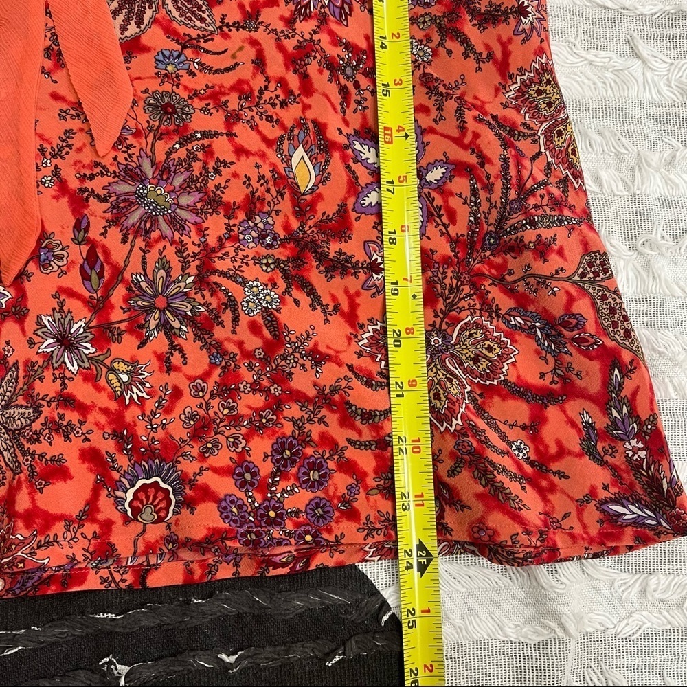 Y2K LinQ Los Angeles Women's Ruched Floral 100% Silk Set Sz L Boho Cottagecore - Picture 10 of 10